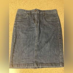 Ann Taylor Womens Denim Knee Length Dark Wash Pencil Skirt 5 Pocket Size 2